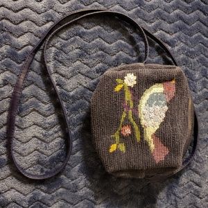 Small Monsoon navy handbag with bird